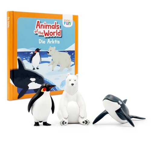 DOKTOR FUN 3 Spielzeug-Tierfiguren - Entdecke die Arktis - Pinguin-, Eisbär- und Wal-Miniaturen - Illustriertes Buch mit 3 Geschichten und Kuriositäten Kinder ab 3 Jahren von DOKTOR FUN