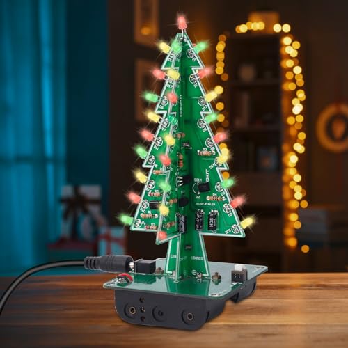 DONGKER 3D Weihnachtsbaum Löt Kit, DIY Elektronik Kits für Schüler, 3 Farbe LED PCB Science Project zurück in die Schule gehen, STEM Unterricht, Lernen, Bildung, Lötprojekt von DONGKER