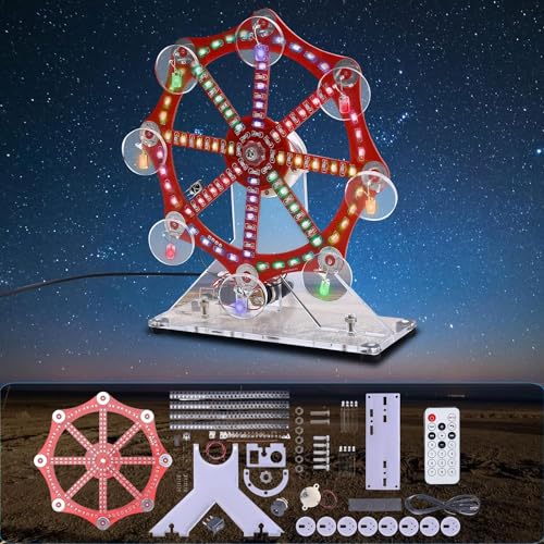 DONGKER Löt Bausatz DIY Riesenrad Modell, Bunte LED Leuchten Übungs kit, Rotierendes LED Riesenrad, DIY Lötprojekt Kit für Studenten und Heimwerker, Elektronik und Löten Lernen üben von DONGKER