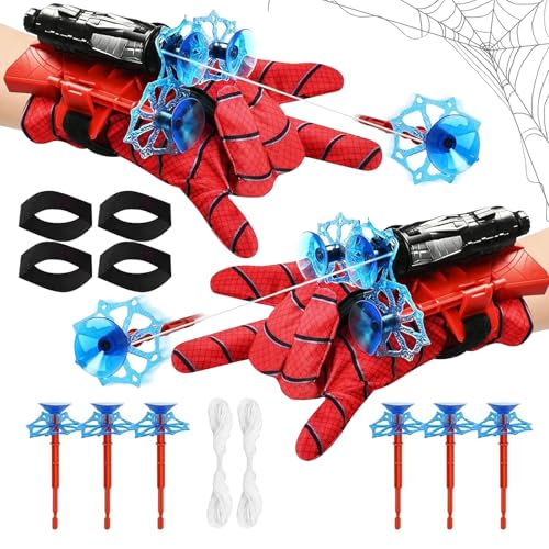 DONGSZQ 2 Stück Launcher Handschuh, Hero Launcher Glove, Spider Web Shooter Spider Netzwerfer, Held Launcher, Handgelenk Spielzeug Set, Cosplay Handschuh Lustiges Lernspielzeug für Kinder von DONGSZQ