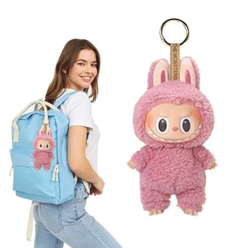 DONGSZQ Labubu Monster Keychain, 17cm Labubu Plush Keychain, Labubu Plüsch Schlüsselanhänger, Labubu Doll, Labubu Plüsch Anhänger, Labubu Plush Doll, Geschenke für Jungen und Mädchen von DONGSZQ