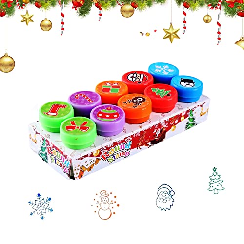 DONGSZQ Stempel Kinder, 10 Stück Weihnachten Stempel Kinde, Kinder Selbstfärbend Stempel, stempelset, Niedliche Spielzeugstempel aus Plastik für Spiel, Spaß, Hobby, Weihnachten von DONGSZQ