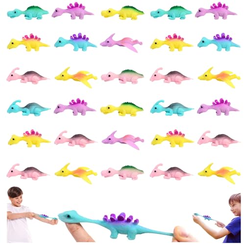 30 PCS Dinosaur Finger Slingshot Toys Stretchy Finger Flying Dinosaur Toy Christmas Eve Box Stocking Fillers Dinosaur Animal Toys Gifts for Kids Random Color(SD-30) von DONGTATA