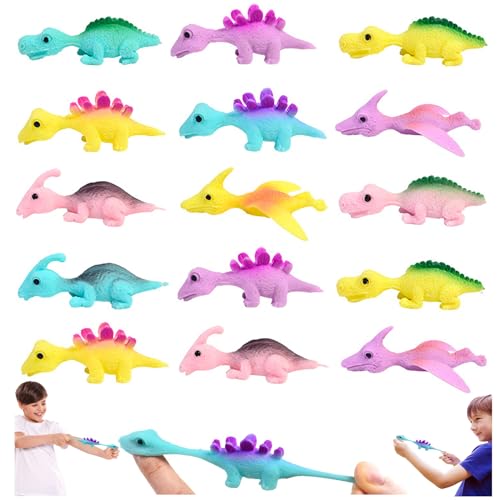 30 PCS Dinosaur Finger Slingshot Toys Stretchy Finger Flying Dinosaur Toy Christmas Eve Box Stocking Fillers Dinosaur Animal Toys Gifts for Kids Random Color(SD-30) von DONGTATA