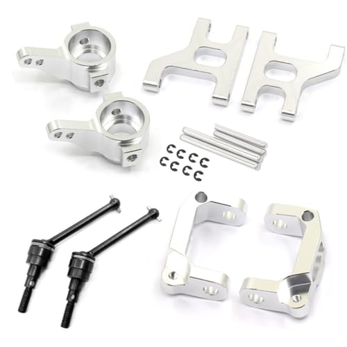 Aluminium-Lenkbecher C Nabenträger vorne Lowr Querlenker Antriebswelle RC Teile Set für 1/10 Tamiya CC01 TA02 TA03 RC Auto, Silber von DONGXINGWEI