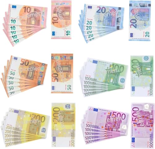 150 Blätter Prop Money Copy Money, DONGZQAN Fake Geld, Spielgeld Euro Scheine, Prop Money, Spielgeld Euro, 150 Sheets in Total, Euro Money to Play, Perfect for Kids to Play Fake Salesman von DONGZQAN