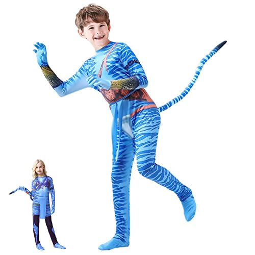 DONY Avatar Kostüm Kinder,Avatar 2 Costume,Karikatur Overall Cosplay Thema Kostüm, Kinderkleider Avatar Karneval Verkleidung Weihnachten Spiele Party Halloween,Avatar Filmkostüme von DONY