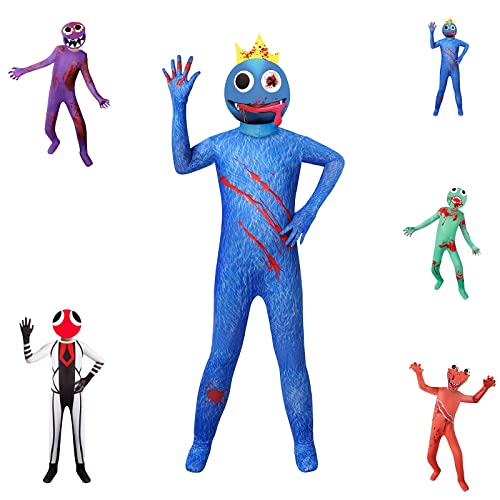 Rainbow Kostüm Kinder Friends,Rainbow Gruselig Costume,Karikatur Monster Overall Cosplay Thema Kostüm, Kinderkleider Karneval Verkleidung Weihnachten Party Halloween,Rainbow Blue Green Red Purple von DONY