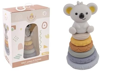 DORON & CHARLIE - Koala-Turm - Hoch Wie 6 Äpfel - 056343 - Sortierte Farben - Silikon - Stapeln - Kinderspielzeug - Kinderzubehör - Baby - 1. Alter - Ab 12 Monaten von DORON ET CHARLIE