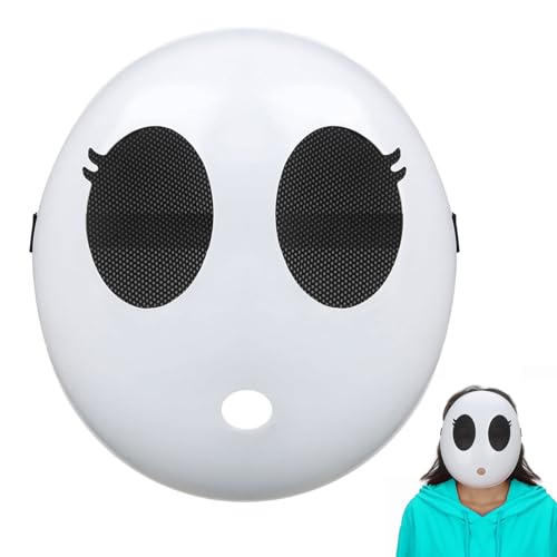 DOUKI Weiße Shy Guy Maske Mädchen Halloween Maske, Jumpman Weiße Maske, Vollgesichtsmaske, für Halloween Cosplay Kostüm Weiße Maske, Halloween Maskerade Requisiten für Unisex Spielmaske (Weiblich) von DOUKI