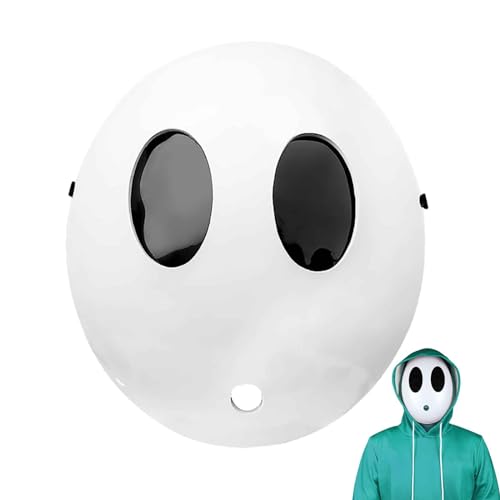 DOUKI Weiße Shy Guy Maske Mädchen Halloween Maske, Jumpman Weiße Maske, Vollgesichtsmaske, für Halloween Cosplay Kostüm Weiße Maske, Halloween Maskerade Requisiten für Unisex Spielmaske (Männlich) von DOUKI