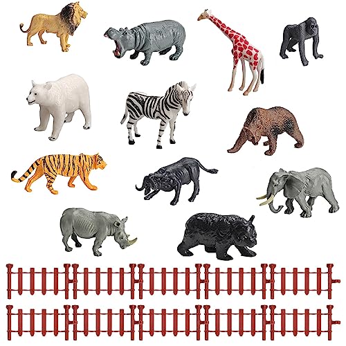 DOUSELLA 22 Stück Mini Waldtier Figuren Safari Tierfiguren Zoo Tiere Figure Dschungel Kleine Tiere Spielzeug Kinder Safari Tiere Spielfiguren Zootiere Figuren für den Unterricht mit Kindern über Tiere von DOUSELLA