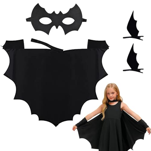 DOWNDRIFT Fledermaus Kostüm für Kinder mit Kostüm Fledermaus Fledermaus maske Fledermausflügel Haarspangen teiliges Set für Halloween Cosplay Party Kinder von DOWNDRIFT