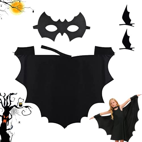 DOWNDRIFT Fledermaus Kostüm für Kinder mit Kostüm Fledermaus Fledermaus maske Fledermausflügel Haarspangen teiliges Set für Halloween Cosplay Party Kinder von DOWNDRIFT