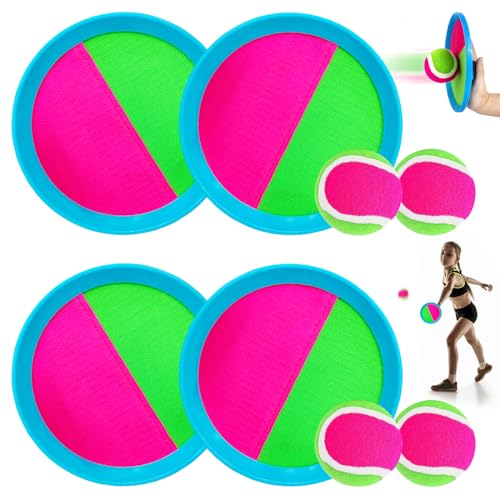 DOWNDRIFT Klettballspiel für Kinder Set Klettball Spiel Spielzeug Werfen Klettspiel Outdoor Spielzeug Klettballspiel für Kinder ab 3 4 5 6 7 Jahre Garten Strandspiele von DOWNDRIFT