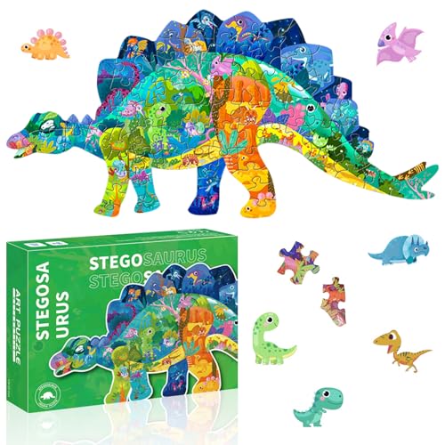 DOWNDRIFT Puzzle Dinosaurier Kinder,80 Tier Puzzle Spielzeug,Kinderpuzzle Geschenk, Kinderpuzzle Dino, Puzzle Kinder,Puzzle Spielzeug ab 3 4 5 6 7 8 9 Jahren Jungen Mädchen von DOWNDRIFT