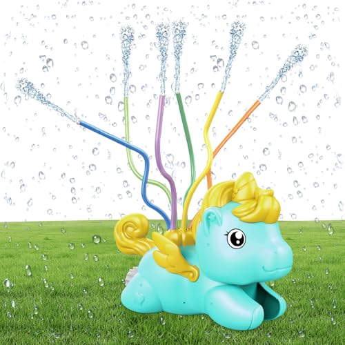 DOWNDRIFT Wasserspielzeug Kinder Wassersprinkler Kinder Outdoor Sprinkler wasserspiel Garten Kinder Sprinkler,Rasensprenger für Mädchen Jungen Gartenspielzeug-Einhorn von DOWNDRIFT