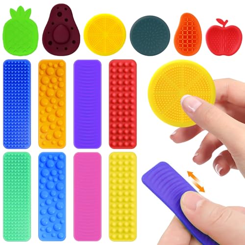 Obst Fidget Toys Sensory Stones 14 Stück Sensorik Spielzeug Adhs Spielzeug Anti Stress Kinder Sensory Worry Stone Sensorisches Toys für Stress Angst Adhs & Autismus von DOWNDRIFT