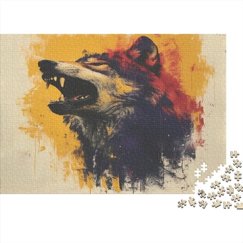 Bunter Wolf 1000 Teile,Impossible Puzzle,GesKükenlichkeitsspiel Für Die Ganze Familie, Erwachsenen Puzzlespiel Puzzel 1000pcs (75x50cm) von DPEOANEBN