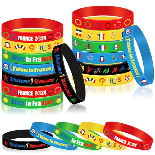 DPKOW 30 Spiele Paris von Frankreich Silikonarmbänder für Zubehör Supporter Equipe de France, Frankreich Supporter Armbänder für Goodies Spiele Paris von Frankreich Souvenirgeschenk Paris von DPKOW