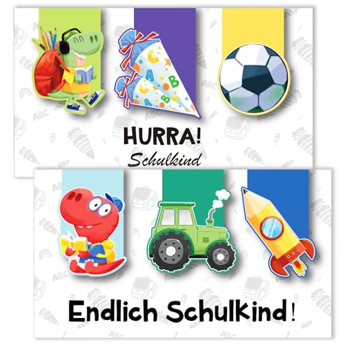 DPKOW 6 Stk 2024 Schulkind Lesezeichen Jungen Schultüte Füllung, Schulanfang Geschenke für Jungen Dinosaurier Fußball Lesezeichen Rakete Auto Lesezeichen Einschulung Geschenk Jungen Fussball Geschenke von DPKOW