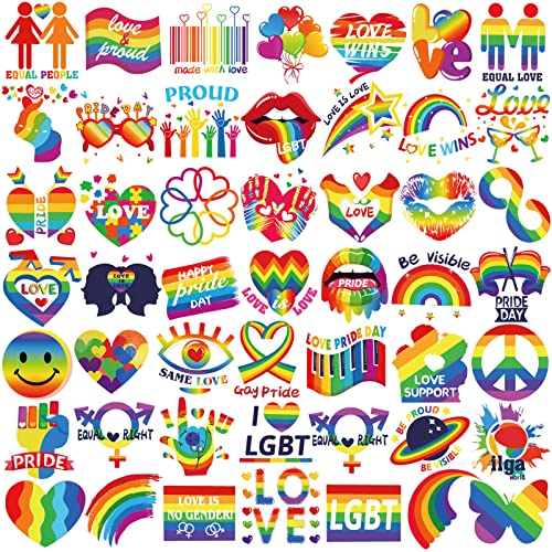 DPKOW 96pcs LGBT Homosexuell Stolz Regenbogen temporäre Tattoos, Regenbogen Tattoo LGBT Homosexuell Stolz Tag Regenbogen Flagge Tattoos Aufkleber für Outdoor LGBT Dekorationen Homosexuell Stolz Parade von DPKOW