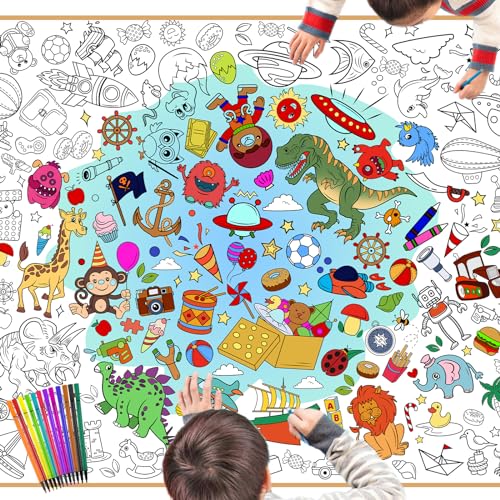 DPKOW Alles Gute zum Geburtstag Papier Tischdecke zum Ausmalen mit Stiften, 47 x 33 Zoll Bemalbare Poster Tischdecke für Kinder Jungen Geburtstag Geschenk Basteln,Tier Dinosaurier Weltraum Piraten usw DPKOW Alles Gute zum Geburtstag Papier Tischdecke zum Ausmalen mit Stiften, 47 x 33 Zoll Bemalbare Poster Tischdecke für Kinder Jungen Geburtstag Geschenk Basteln,Tier Dinosaurier Weltraum Piraten usw von DPKOW