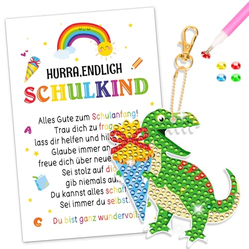 DPKOW Dinosaurier Einschulungsgeschenke Jungen Schultüte Füllung, DIY Dino Diamant Painting Schlüsselanhänger Schulanfang Schulkind Geschenke für Junge Glücksbringer Schulanfang Bastelset, mit Karte DPKOW Dinosaurier Einschulungsgeschenke Jungen Schultüte Füllung, DIY Dino Diamant Painting Schlüsselanhänger Schulanfang Schulkind Geschenke für Junge Glücksbringer Schulanfang Bastelset, mit Karte von DPKOW