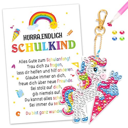 DPKOW Einhorn Geschenke zur Einschulung Mädchen Schultüte Füllung, DIY Diamant Painting Schlüsselanhänger Einschulung Schulkind Geschenke mit Grußkarte, Diamond Painting Kinder Einschulung Bastelset DPKOW Einhorn Geschenke zur Einschulung Mädchen Schultüte Füllung, DIY Diamant Painting Schlüsselanhänger Einschulung Schulkind Geschenke mit Grußkarte, Diamond Painting Kinder Einschulung Bastelset von DPKOW