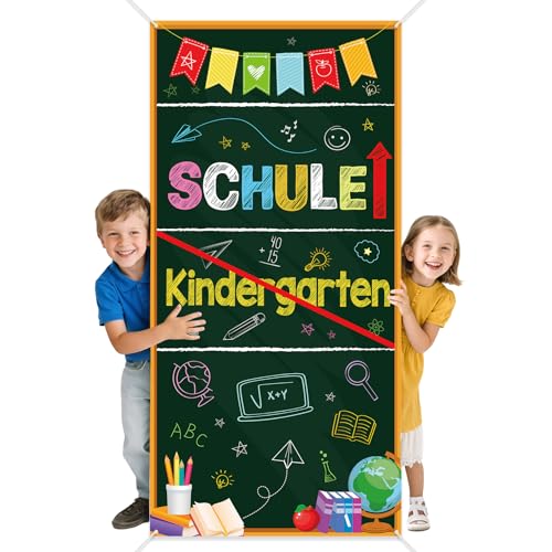 DPKOW Einschulung Deko Mädchen Junge, Einschulung Banner Schulkind Schulanfang Deko, Stoff Kindergarten/Schule Türbanner Schuleinführung Hintergrund Tür Wanddekoration Zum Schulstart, 185 * 90cm DPKOW Einschulung Deko Mädchen Junge, Einschulung Banner Schulkind Schulanfang Deko, Stoff Kindergarten/Schule Türbanner Schuleinführung Hintergrund Tür Wanddekoration Zum Schulstart, 185 * 90cm von DPKOW