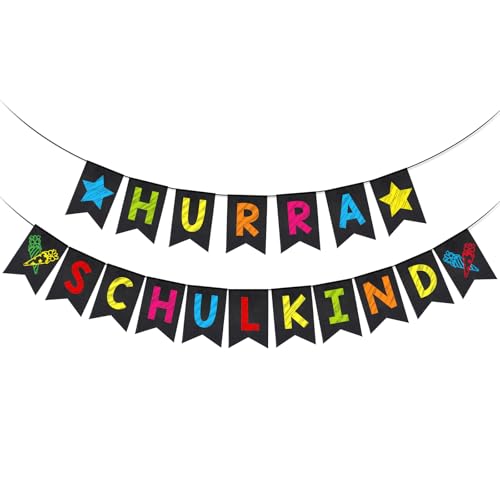 DPKOW Einschulung Deko Junge Mädchen, 2 STK Stoff Schulkind Girlande Banner Einschulung Schulkind Deko zum Schulstart, Schuleinführung Girlande Banner Schulanfang Partydeko Schulstart 1. Schultag DPKOW Einschulung Deko Junge Mädchen, 2 STK Stoff Schulkind Girlande Banner Einschulung Schulkind Deko zum Schulstart, Schuleinführung Girlande Banner Schulanfang Partydeko Schulstart 1. Schultag von DPKOW