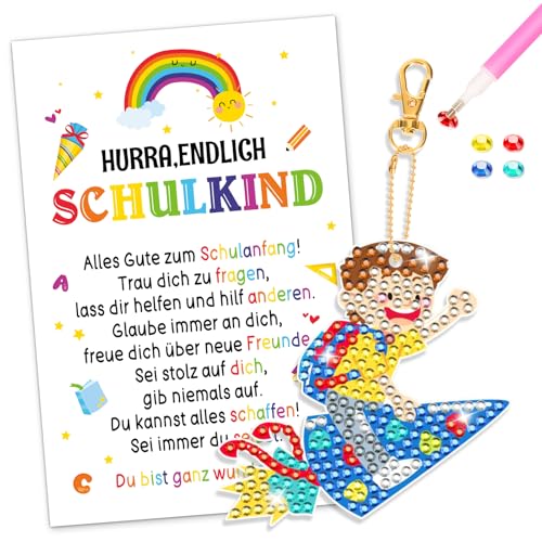 DPKOW Einschulungsgeschenke Jungen Schultüte Füllung, DIY Diamant Painting Schlüsselanhänger Schulanfang Schulkind Geschenke Jungen Glücksbringer Schulanfang Ideen Schultütenfüllung, mit Karte DPKOW Einschulungsgeschenke Jungen Schultüte Füllung, DIY Diamant Painting Schlüsselanhänger Schulanfang Schulkind Geschenke Jungen Glücksbringer Schulanfang Ideen Schultütenfüllung, mit Karte von DPKOW