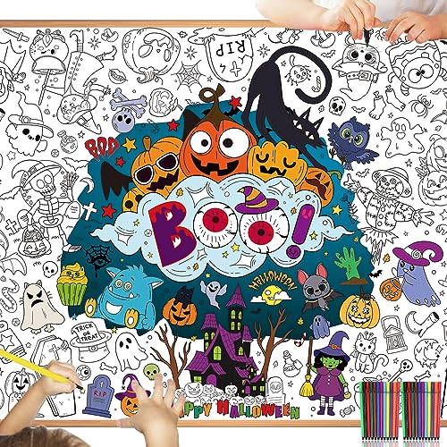 DPKOW Halloween Ausmalen Tischdecke für Kinder mit Stiften, 47 x 33 Zoll Riese Papier Halloween Bemalbare Tischdecke für Kinder Halloween Basteln Geschenk, Groß Halloween Ausmalen Poster DPKOW Halloween Ausmalen Tischdecke für Kinder mit Stiften, 47 x 33 Zoll Riese Papier Halloween Bemalbare Tischdecke für Kinder Halloween Basteln Geschenk, Groß Halloween Ausmalen Poster von DPKOW