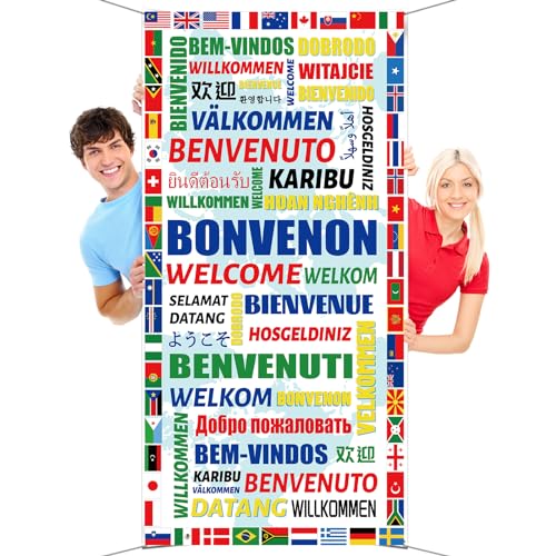 DPKOW International Willkommen Door Banner, Stoff 2024 International Sports Competition Dekorationen, 185 * 90cm von DPKOW