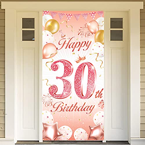 DPKOW Rose Gold 30. Geburtstag Dekoration für Frau, Rosé Gold 30. Geburtstag Banner für Hintergrund Tür Dekoration, 30. Geburtstag Hintergrund Banner für Garten Tisch Wand Dekoration, 185 x 90cm von DPKOW