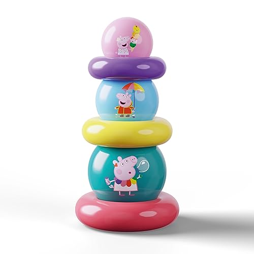 DQB DeQUBE Wutz Peppa Pig 920D00054, stapelbare Bälle und Ringe, Gesamthöhe 25 cm, bunt von DQB DeQUBE