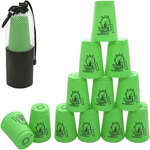 DQTYE 12pcs Stacks Cups, Sport Stacking Cups für Training Spiel Geschwindigkeit Herausforderung Wettbewerb Party - Grün von DQTYE