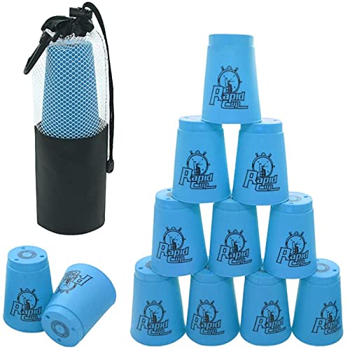 DQTYE 12pcs Stacks Cups, Sport Stacking Cups für Training Spiel Geschwindigkeit Herausforderung Wettbewerb Party - blau von DQTYE