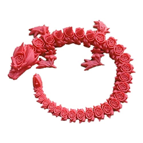 DRAJOIN 3D Gedrucktes Drachenfiguren Rose Drachen Toys Actionfiguren mit Flexiblen Gelenken, 3D Gedrucktess Spielzeug Tierspielzeug Drachenfiguren Wohnkultur (B-FlammenRot, 28cm) von DRAJOIN