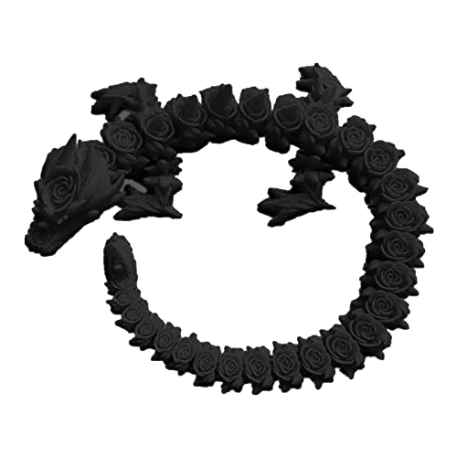 DRAJOIN 3D Gedrucktes Drachenfiguren Rose Drachen Toys Actionfiguren mit Flexiblen Gelenken, 3D Gedrucktess Spielzeug Tierspielzeug Drachenfiguren Wohnkultur (B-Kosmisches Schwarz, 28cm) von DRAJOIN