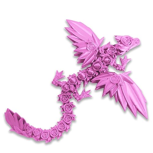 DRAJOIN 3D Gedrucktess Drachenspielzeug Rose Fliegende Drachenfiguren mit Flexiblen Flügeln und Gelenken, Tierfiguren (A-Helles Rosa, 35cm) von DRAJOIN
