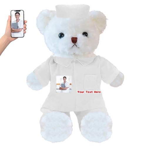 DRAJOIN Personalisierter Teddybär mit Foto Text, Kuscheltier als Geschenk für Krankenschwestern, Arztgeschenk für Männer Frauen, Personalisiertes Geschenk Medizinstudenten Abschlussgeschenk, 25cm DRAJOIN Personalisierter Teddybär mit Foto Text, Kuscheltier als Geschenk für Krankenschwestern, Arztgeschenk für Männer Frauen, Personalisiertes Geschenk Medizinstudenten Abschlussgeschenk, 25cm von DRAJOIN