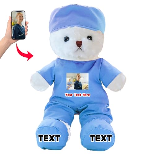 DRAJOIN Personalisierter Teddybär mit Foto Text, Kuscheltier als Geschenk für Krankenschwestern, Arztgeschenk für Männer Frauen, Personalisiertes Geschenk Medizinstudenten Abschlussgeschenk, 25cm DRAJOIN Personalisierter Teddybär mit Foto Text, Kuscheltier als Geschenk für Krankenschwestern, Arztgeschenk für Männer Frauen, Personalisiertes Geschenk Medizinstudenten Abschlussgeschenk, 25cm von DRAJOIN