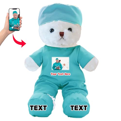 DRAJOIN Personalisierter Teddybär mit Foto Text, Kuscheltier als Geschenk für Krankenschwestern, Arztgeschenk für Männer Frauen, Personalisiertes Geschenk Medizinstudenten Abschlussgeschenk, 25cm DRAJOIN Personalisierter Teddybär mit Foto Text, Kuscheltier als Geschenk für Krankenschwestern, Arztgeschenk für Männer Frauen, Personalisiertes Geschenk Medizinstudenten Abschlussgeschenk, 25cm von DRAJOIN