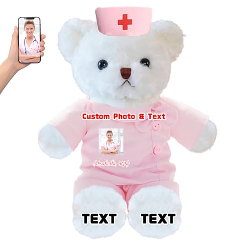 DRAJOIN Personalisierter Teddybär mit Foto Text, Kuscheltier als Geschenk für Krankenschwestern, Arztgeschenk für Männer Frauen, Personalisiertes Geschenk Medizinstudenten Abschlussgeschenk, 30cm DRAJOIN Personalisierter Teddybär mit Foto Text, Kuscheltier als Geschenk für Krankenschwestern, Arztgeschenk für Männer Frauen, Personalisiertes Geschenk Medizinstudenten Abschlussgeschenk, 30cm von DRAJOIN