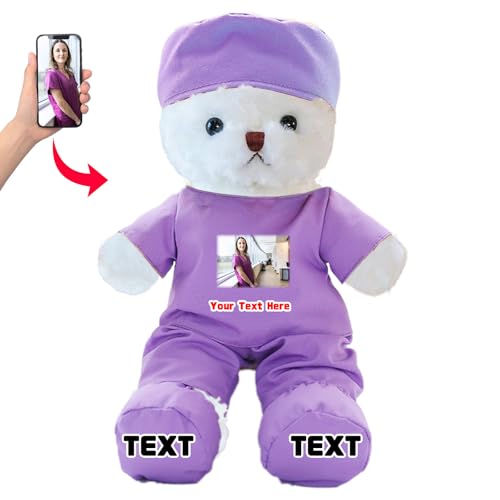 DRAJOIN Personalisierter Teddybär mit Foto Text, Kuscheltier als Geschenk für Krankenschwestern, Arztgeschenk für Männer Frauen, Personalisiertes Geschenk Medizinstudenten Abschlussgeschenk, 30cm DRAJOIN Personalisierter Teddybär mit Foto Text, Kuscheltier als Geschenk für Krankenschwestern, Arztgeschenk für Männer Frauen, Personalisiertes Geschenk Medizinstudenten Abschlussgeschenk, 30cm von DRAJOIN