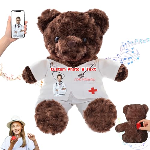DRAJOIN Personalisierter Teddybär mit Text Foto, Individueller Teddybär als Geschenk für Krankenschwestern und Ärzte, Personalisiertes Geschenk für Ärzte, Krankenschwestern, Medizinstudenten, 20cm DRAJOIN Personalisierter Teddybär mit Text Foto, Individueller Teddybär als Geschenk für Krankenschwestern und Ärzte, Personalisiertes Geschenk für Ärzte, Krankenschwestern, Medizinstudenten, 20cm von DRAJOIN