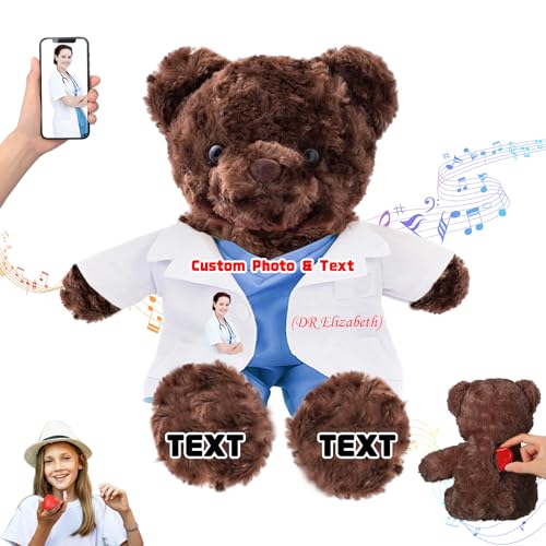DRAJOIN Personalisierter Teddybär mit Text Foto, Individueller Teddybär als Geschenk für Krankenschwestern und Ärzte, Personalisiertes Geschenk für Ärzte, Krankenschwestern, Medizinstudenten, 25cm DRAJOIN Personalisierter Teddybär mit Text Foto, Individueller Teddybär als Geschenk für Krankenschwestern und Ärzte, Personalisiertes Geschenk für Ärzte, Krankenschwestern, Medizinstudenten, 25cm von DRAJOIN