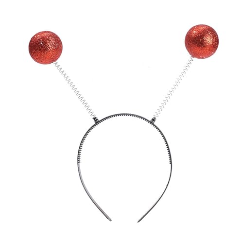 DRALOFAO Alien Haarreif in silber | Kopfschmuck mit 2 runden schwingenden Kugeln | Glitzer Disco Bälle | Accessoire zu Fasching & Karneval | Haarschmuck für Silvester Neujahr | für Damen & Herren von DRALOFAO