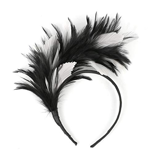 DRALOFAO Feder Haarreif, Feder Haarreif Damen Feder Stirnband Feder Kopfschmuck 20Er Stil Haarband Retro Feder Fascinator Karneval Feder Haarreifen Für Fasching Cocktail Cosplay Hochzeit Party von DRALOFAO